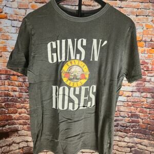 Guns N Roses Logo Graphic T Shirt Mens M Gray Rock Band Tee Classic Print